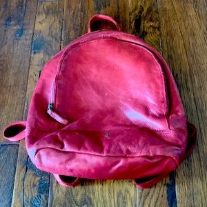 Red leather backpack